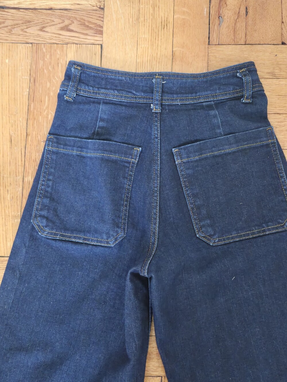 Zara Cropped Wide Leg Jeans Women's Dark Wash Raw Hem High Rise Denim Size 2 - Picture 4 of 5